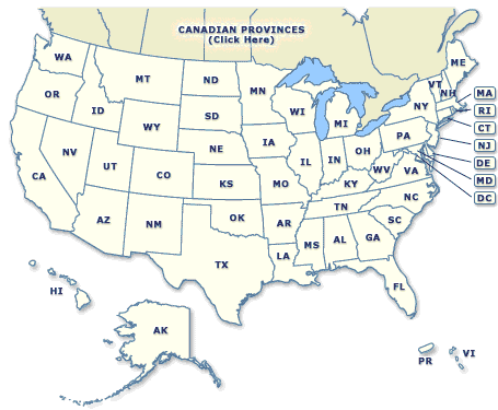 Click on a state to find a retailer near you!